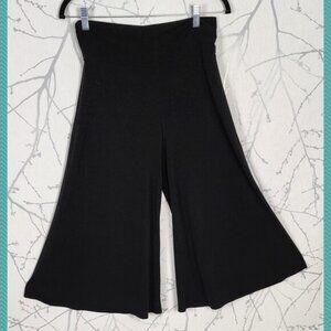 Ripe Black Stretch Knit Pull On High Rise Flowy Wide Leg Crop Pants